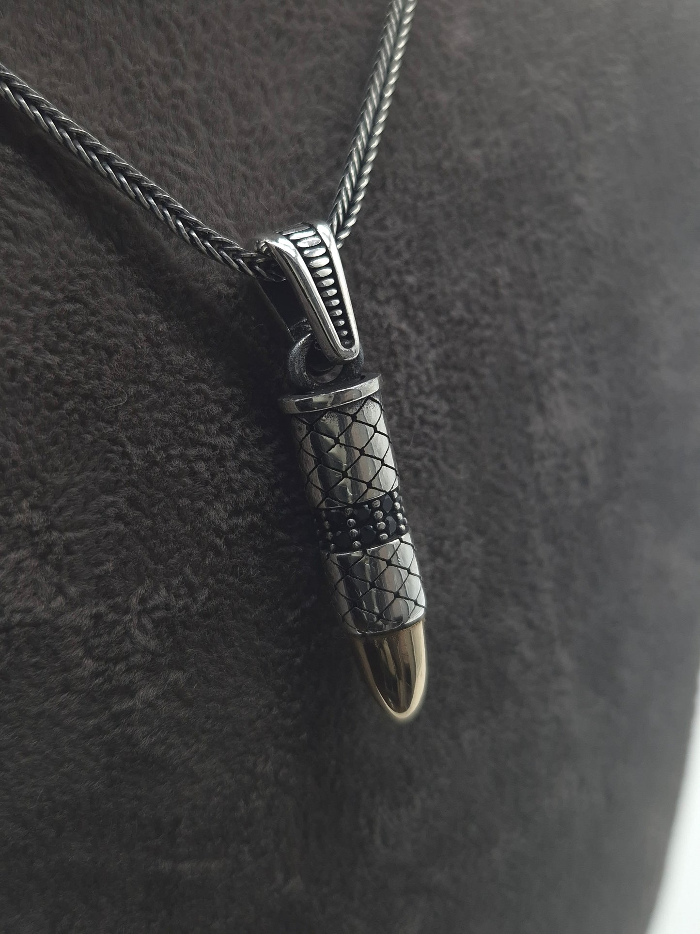 Silber Fuchsschwanzkette Patrone 925 Silberanhänger