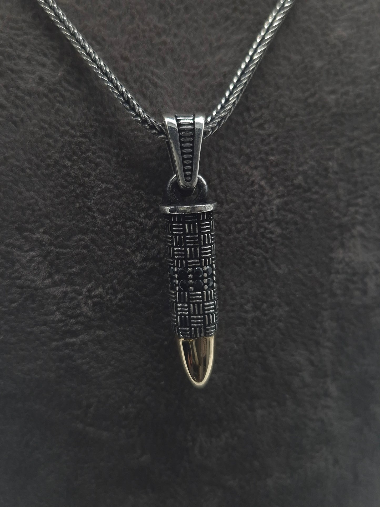 Silber Fuchsschwanzkette Patrone 925 Silberanhänger