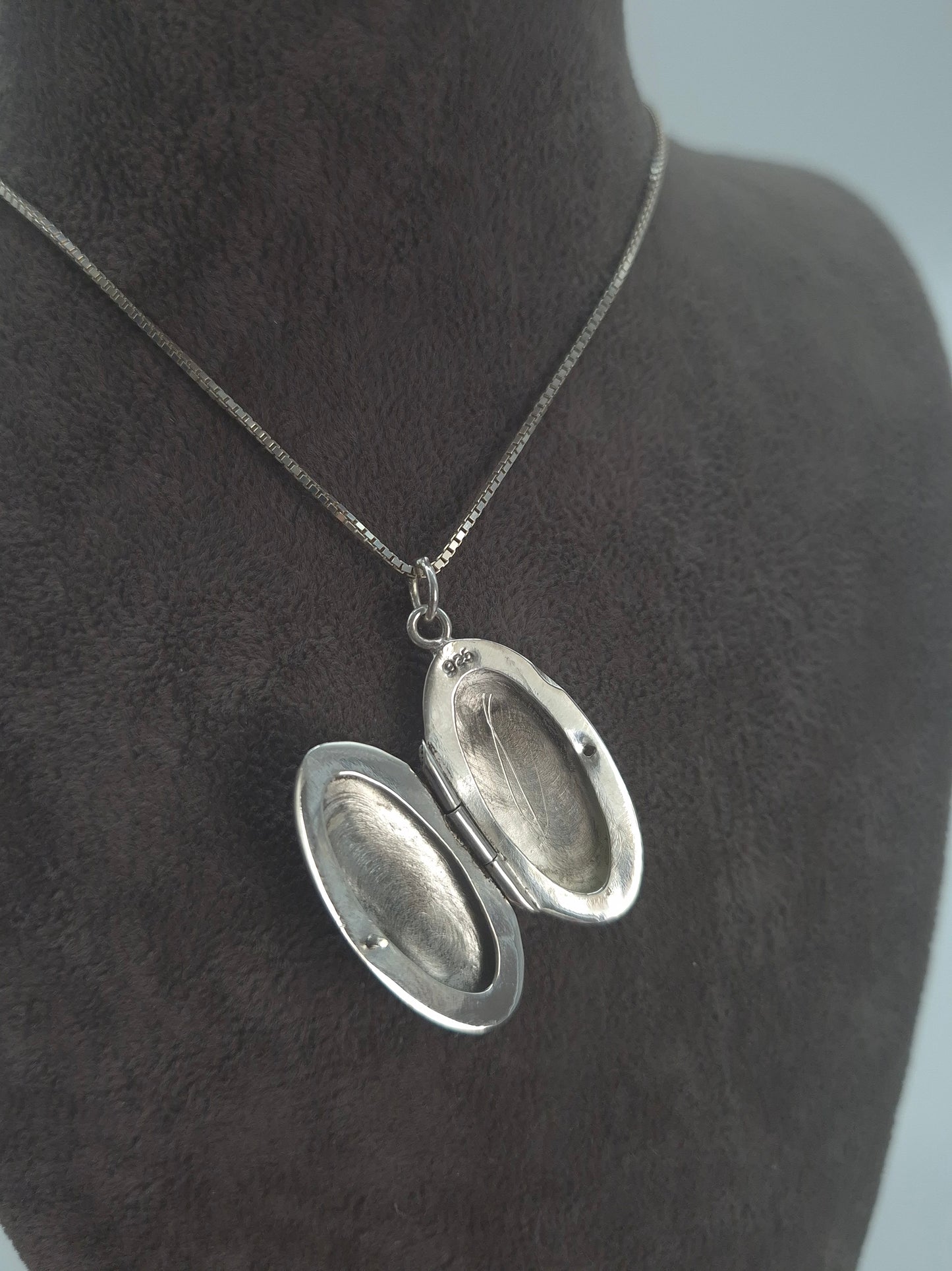Silber Venezianerkette - Panzerkette ovales Perlmutt-Medaillon 925 Silberanhänger