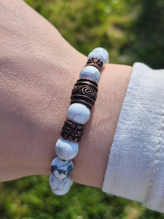 Nahle® 8mm Naturstein-Armband Howlith Wikinger