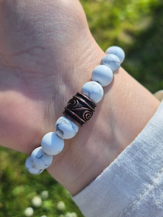 Nahle® 8mm Naturstein-Armband Howlith Wikinger