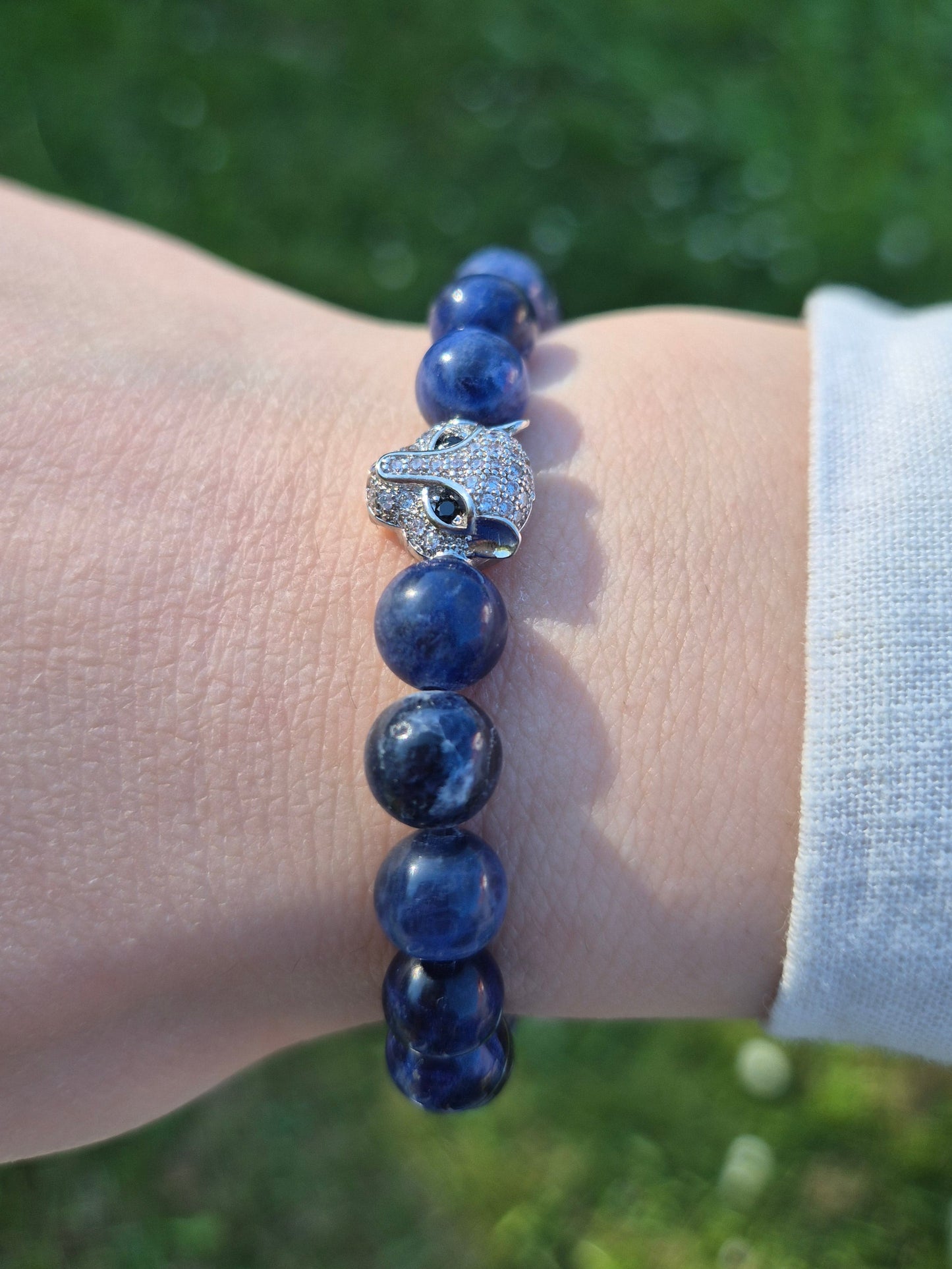 Nahle® 8mm Naturstein-Armband Sodalith Panther