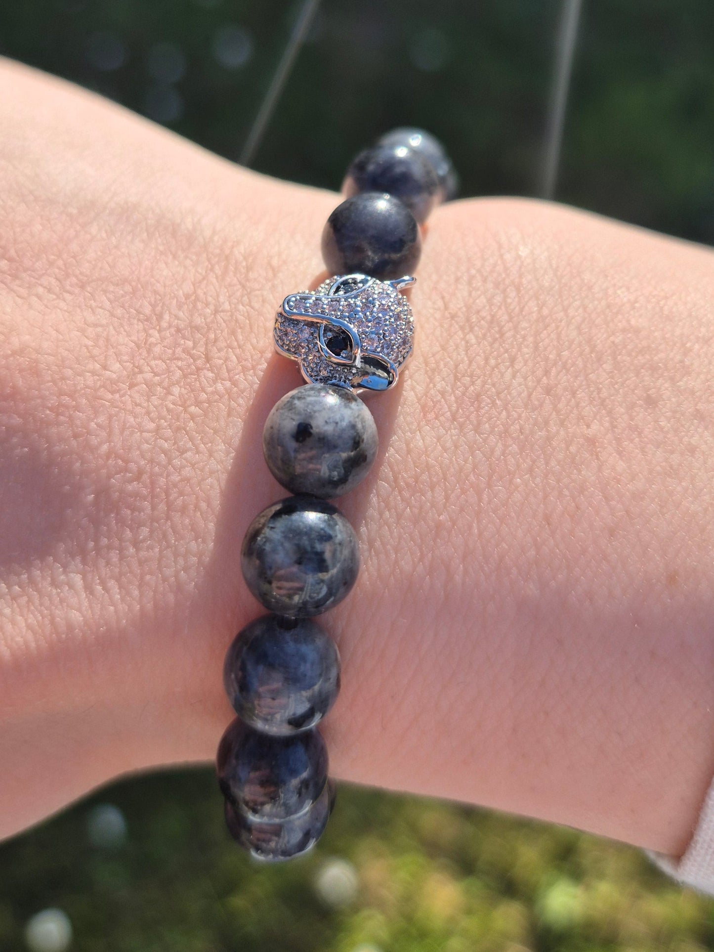 Nahle® 8mm Naturstein-Armband Larvikit Panther