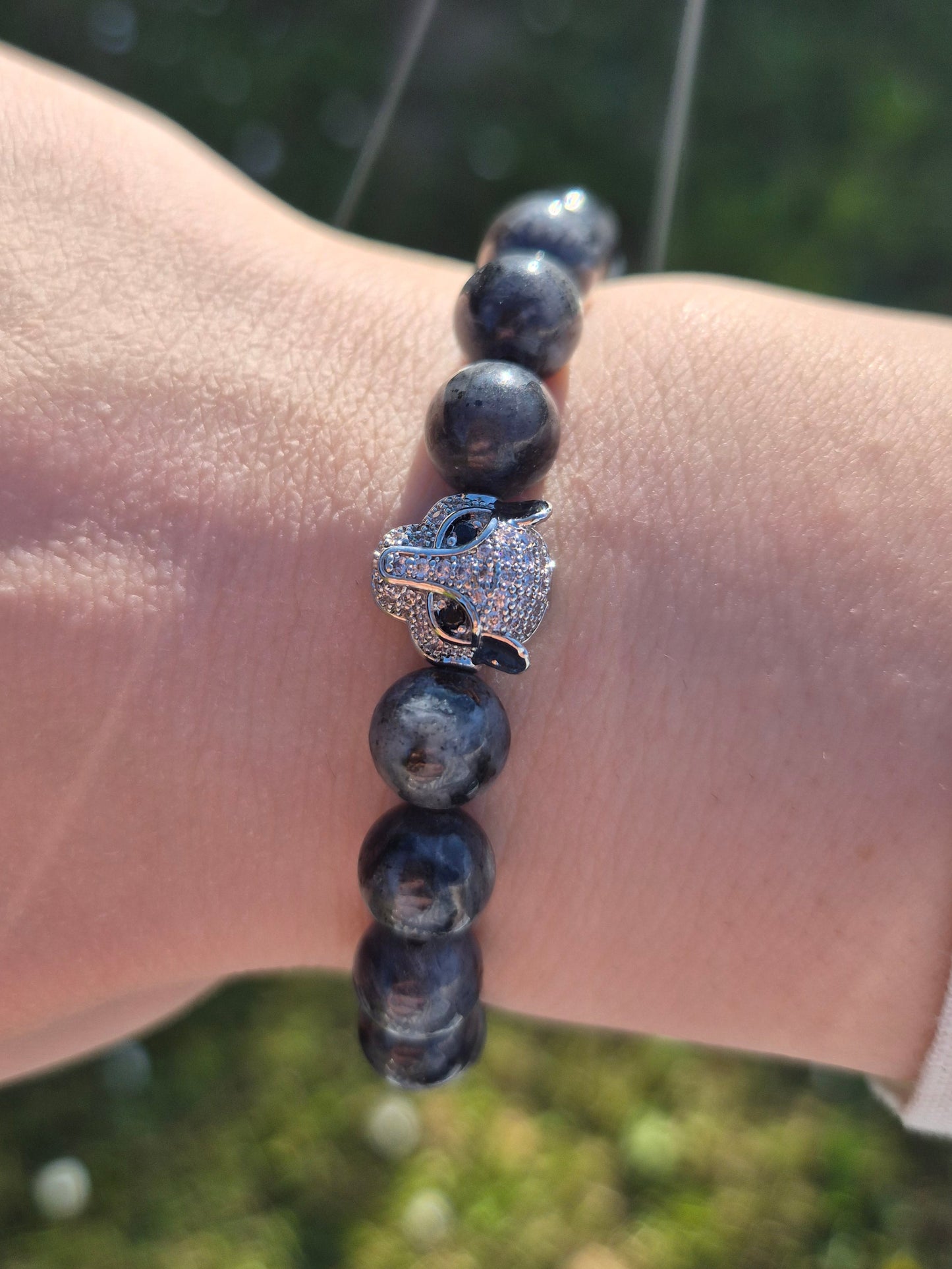 Nahle® 8mm Naturstein-Armband Larvikit Panther