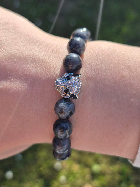 Nahle® 8mm Naturstein-Armband Larvikit Panther