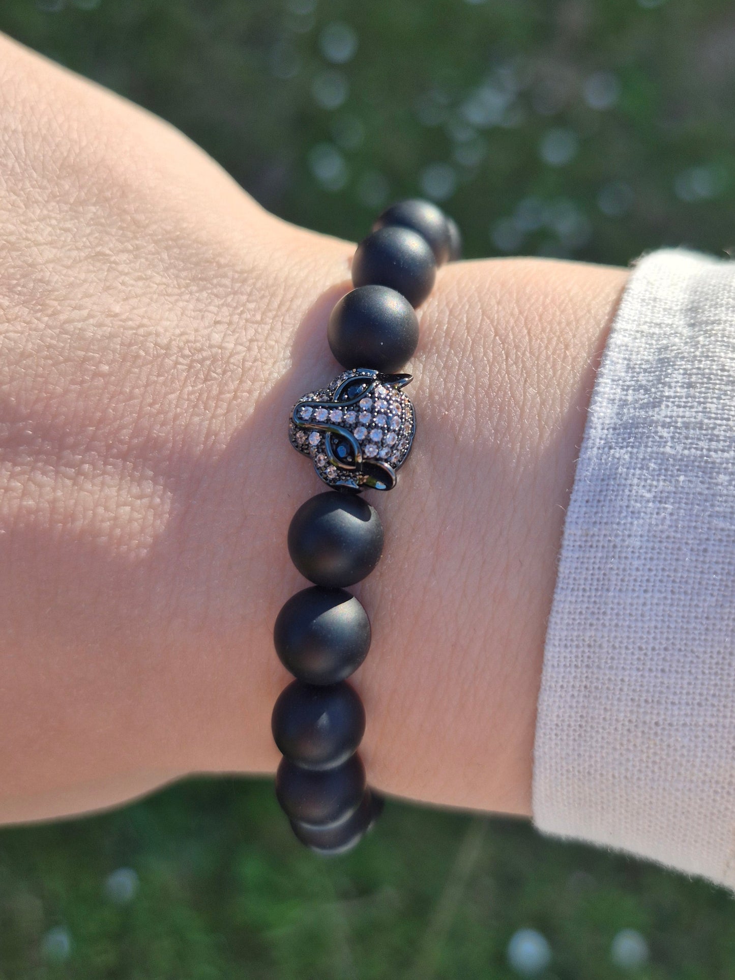 Nahle® 8mm Naturstein-Armband Onyx Panther
