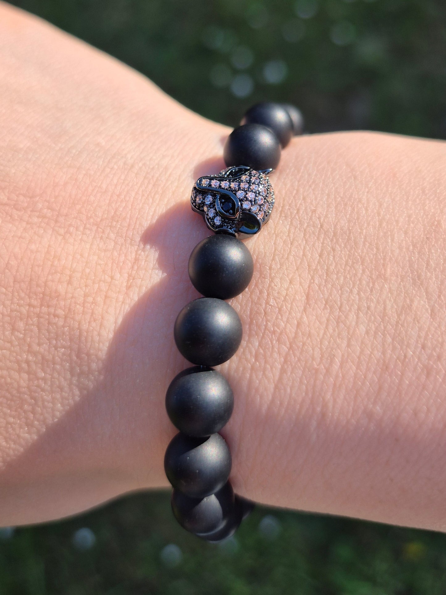 Nahle® 8mm Naturstein-Armband Onyx Panther
