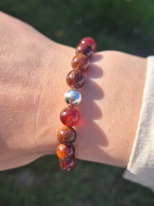 Nahle® 8mm Naturstein-Armband 925 Silberperle