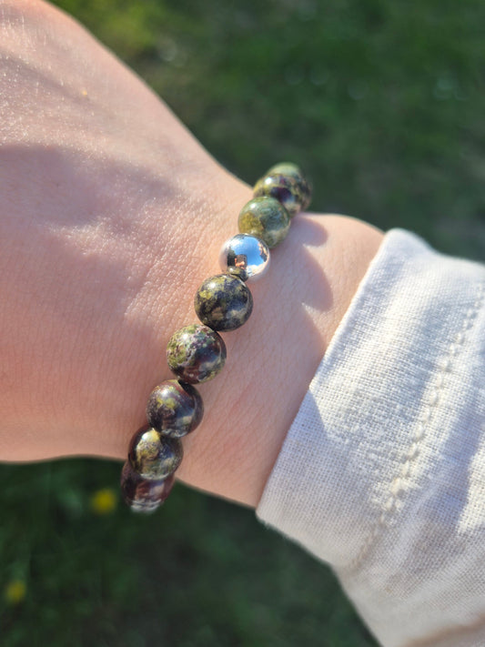 Nahle® 8mm Naturstein-Armband 925 Silberperle