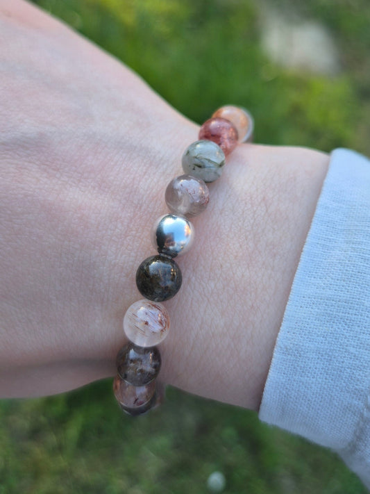 Nahle® 8mm Naturstein-Armband 925 Silberperle