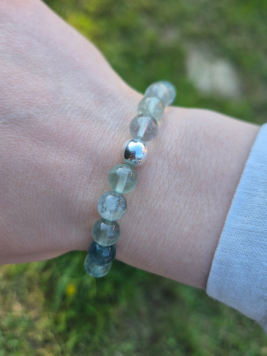 Nahle® 8mm Naturstein-Armband 925 Silberperle