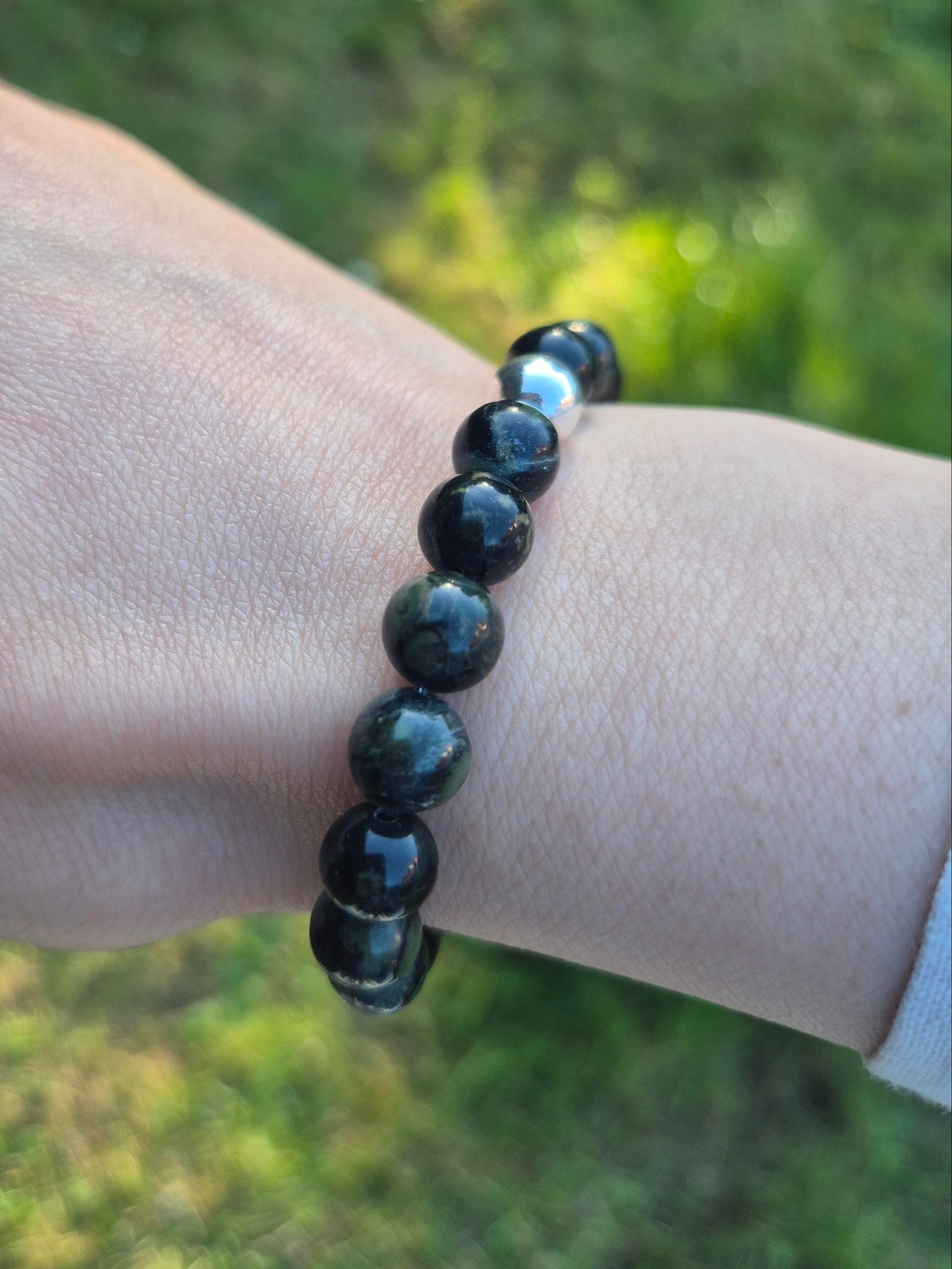 Nahle® 8mm Naturstein-Armband 925 Silberperle