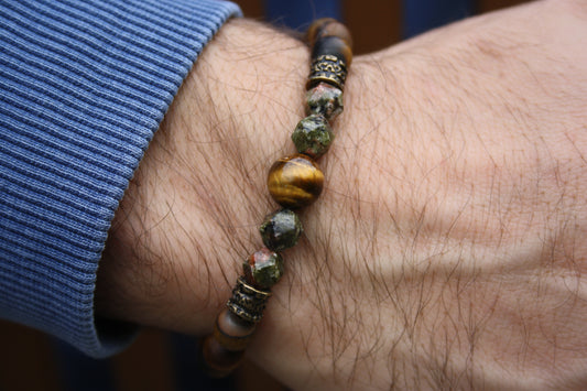 Nahle® 8mm Naturstein-Armband Unakit Tigerauge 10mm