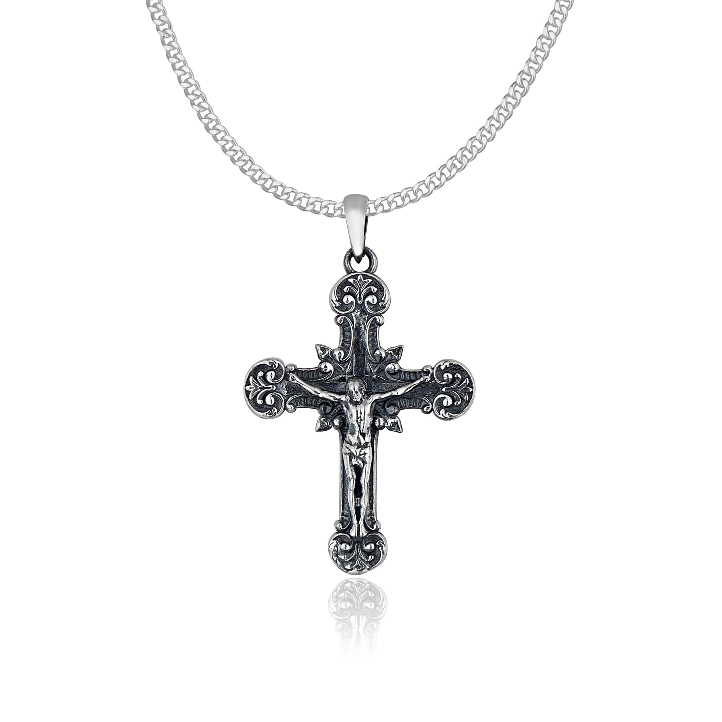 Silber Panzerkette Kreuz mit Jesus