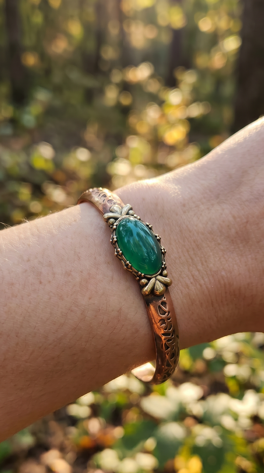Kupfer Armband Grüner Achat