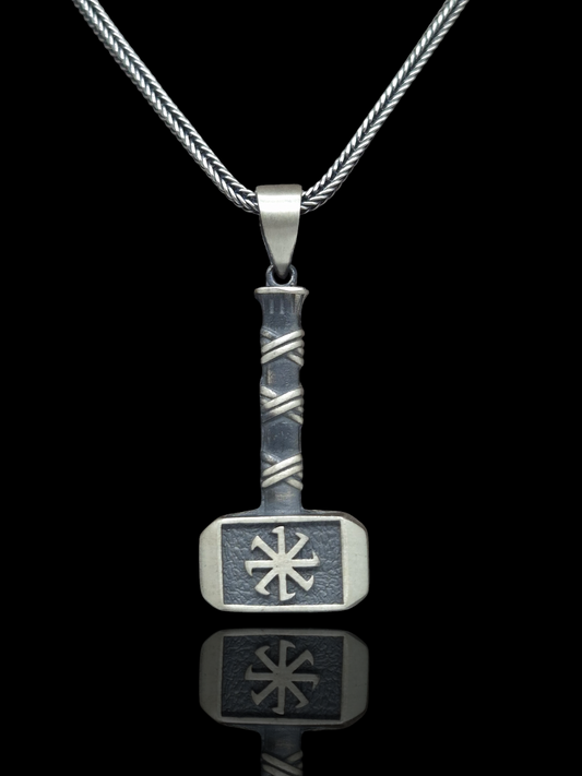 Silber Fuchsschwanzkette Wikinger-Hammer