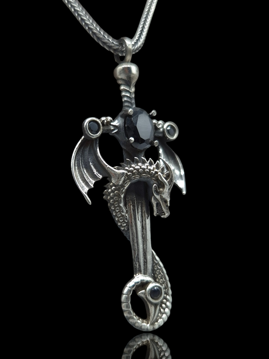 Silber Fuchsschwanzkette Drachen-Schwert