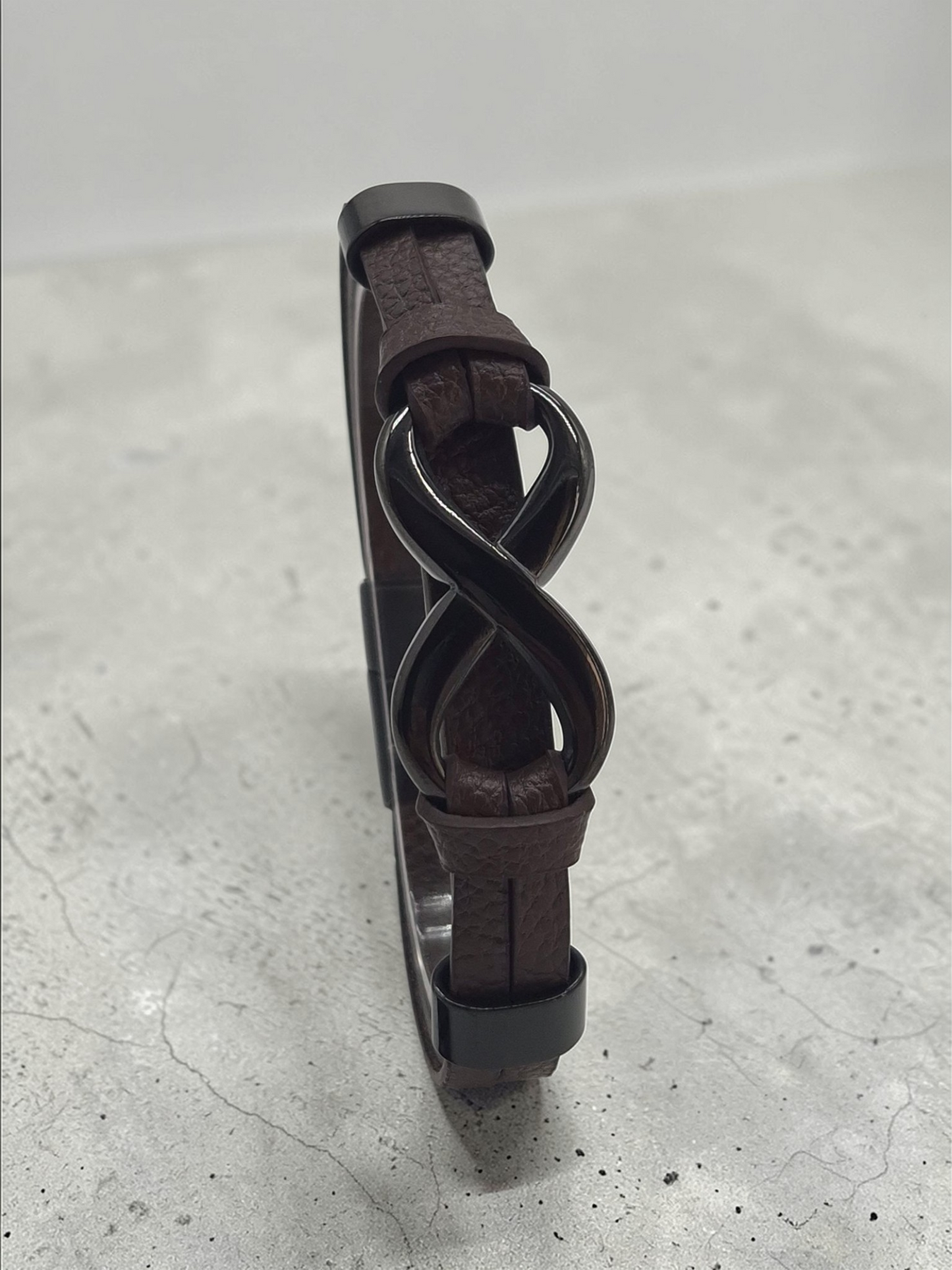 Lederarmband mit Verlängerungsglied Infinity in Schwarz-Silber-Braun-Blau