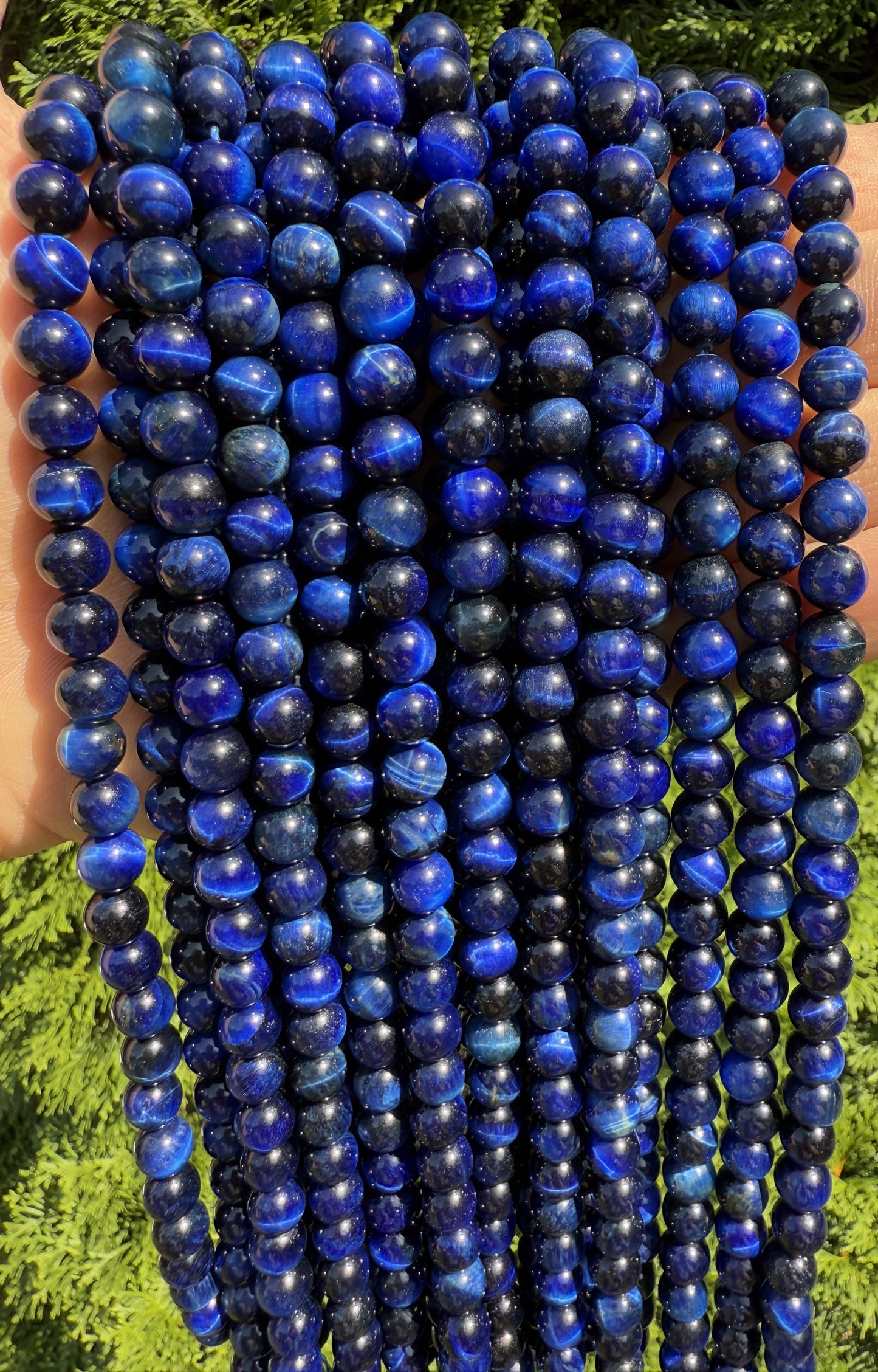 Perlenstränge blauer Tigerauge in 8mm und 10mm