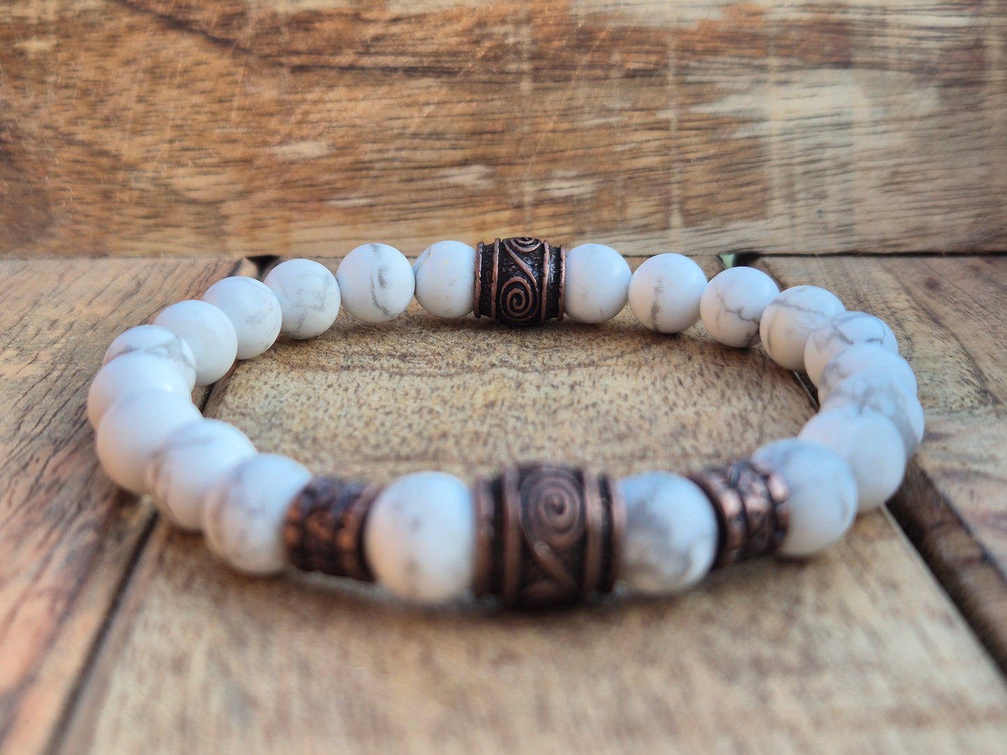 Nahle® 8mm Naturstein-Armband Howlith Wikinger