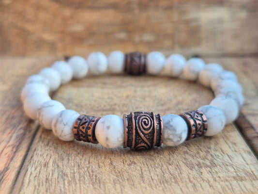 Nahle® 8mm Naturstein-Armband Howlith Wikinger